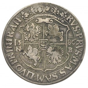 talar 1586 Nagybanya, Aw: Półpostać króla i napis wokoł...