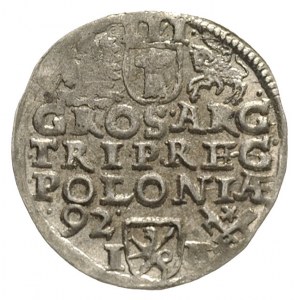 trojak 1592, Poznań, końcówka daty z lewej strony monet...