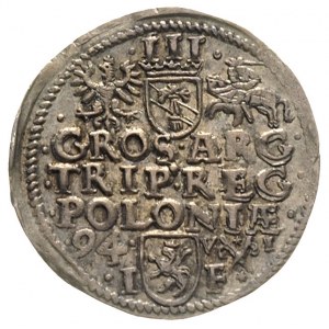 trojak 1594, Poznań, data z lewej strony monety i liter...