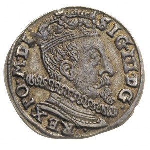 trojak 1597, Wilno, mała głowa króla, głowa wołu u dołu...