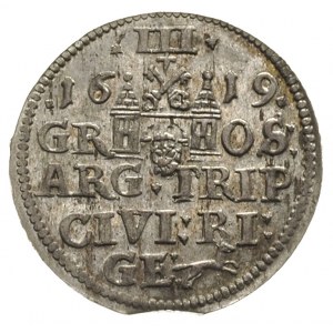 trojak 1619, Ryga, duże popiersie króla, Iger R.19.3.b ...