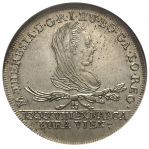 30 krajcarów 1775, Wiedeń, Plage 8, moneta w pudełku GC...
