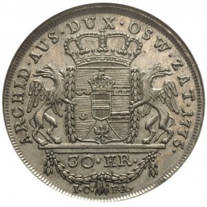 30 krajcarów 1775, Wiedeń, Plage 8, moneta w pudełku GC...