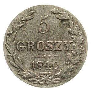 5 groszy 1840, Warszawa, odmiana z kropką po GROSZY, Pl...