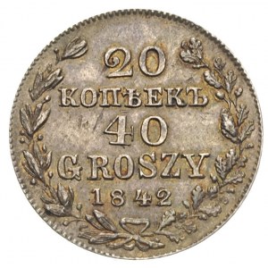 20 kopiejek = 40 groszy 1842, Warszawa, Plage 389, Bitk...