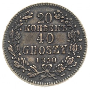 20 kopiejek = 40 groszy 1850, Warszawa, wiązanie bez żo...