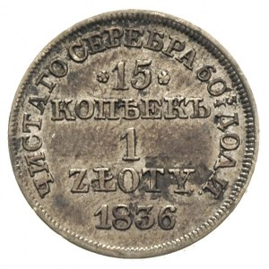 15 kopiejek = 1 złoty 1836, Warszawa, ładnie zachowane,...