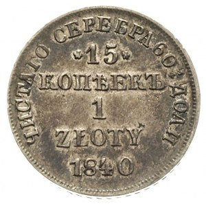 15 kopiejek = 1 złoty 1840, Petersburg, Plage 416, Bitk...