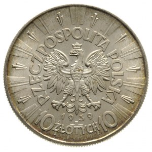 10 złotych 1939, Warszawa, Józef Piłsudski, Parchimowic...