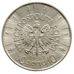 10 złotych 1939, Warszawa, Józef Piłsudski, Parchimowic...