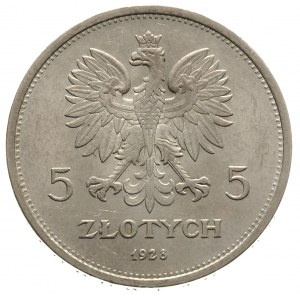 5 złotych 1928, Warszawa, Nike, Parchimowicz 114.a, pię...