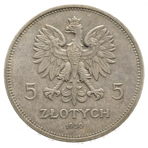 5 złotych 1930, Warszawa, Sztandar, Parchimowicz 115.a,...