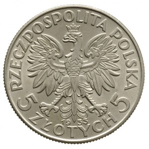 5 złotych 1933, Warszawa, Głowa kobiety, Parchimowicz 1...