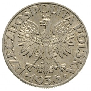 5 złotych 1936, Żaglowiec, Parchimowicz 119, bardzo ład...