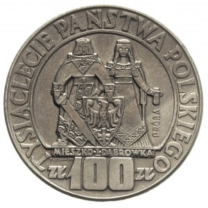 100 złotych 1966, Mieszko i Dąbrówka -postacie, na rewe...