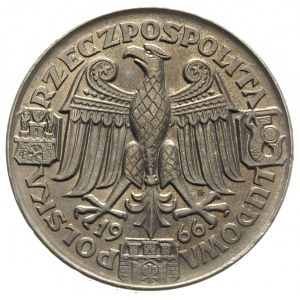 100 złotych 1966, Mieszko i Dąbrówka -popiersia, na rew...