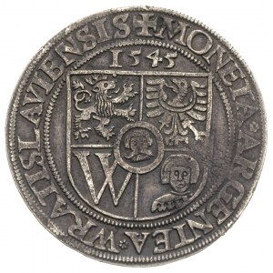 półtalar 1545, Wrocław, Aw: Tarcza herbowa i napis woko...