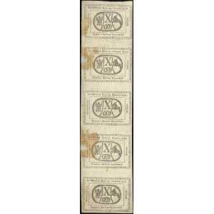 5 x 10 groszy miedziane 13.08.1794, pięć banknotów nier...
