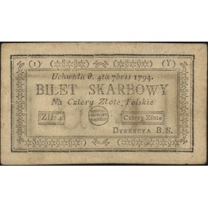 4 złote polskie 4.09.1794, seria 1-Y, Miłczak A11a, Luc...