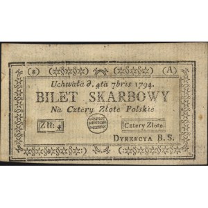 4 złote polskie 4.09.1794, seria 2-A, Miłczak A11e, Luc...