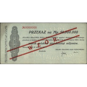 przekaz na 50.000.000 marek polskich 20.11.1923, WZÓR, ...