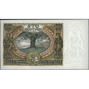 100 złotych 9.11.1934, seria BM, znak wodny z dwiema pi...