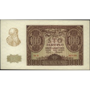 100 złotych 1.03.1940, seria D, Miłczak 97a, Lucow 795 ...