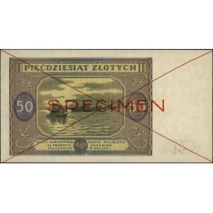 50 złotych 15.05.1946, seria A 1234567, A 8900000, czer...