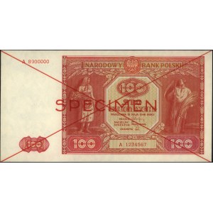 100 złotych 15.05.1946, seria A 1234567 A 8900000, czer...