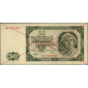 50 złotych 1.07.1948, seria AA 1234567 / AA 8900000, cz...