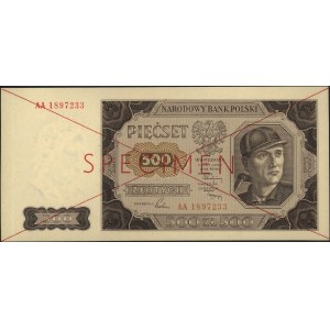 500 złotych 1.07.1948, seria AA 1897233, czerwony nadru...