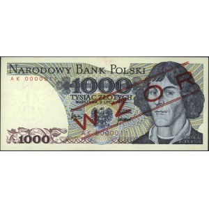 1.000 złotych 2.07.1975, seria AK 0000011, czerwony nad...