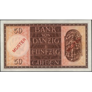 50 guldenów 5.02.1937, perforowany napis CANCELLED i dw...