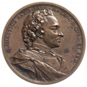 Maurycy Saski, medal autorstwa J. Dassiera i synów wybi...