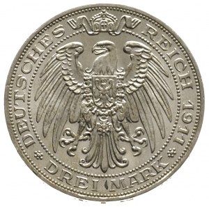 Prusy, Wilhelm II 1888-1918, 3 marki 1911 A, Berlin, 10...