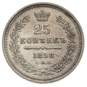 25 kopiejek 1858 СПБ/ФБ, Petersburg, Bitkin 56, delikat...