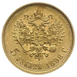 5 rubli 1898 АГ, Petersburg, złoto 4.30 g, Kazakov 109,...