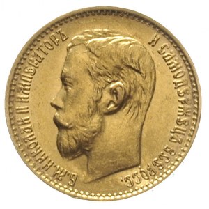 5 rubli 1899 AP, Petersburg, złoto 4.30 g, Kazakov 158,...