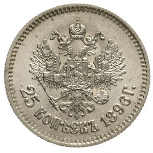 25 kopiejek 1896, Petersburg, Kazakov 43, wyśmienity st...