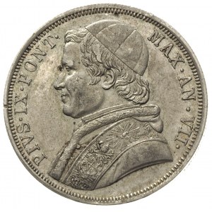 Pius IX 1846-1878, scudo 1853 R, Rzym, Berman 3309, ład...