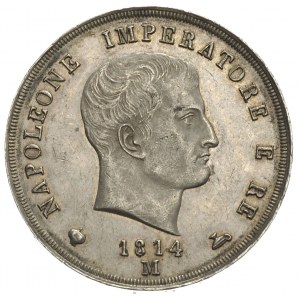 Królestwo Napoleona 1805-1814, 5 lirów 1814 / M, Mediol...