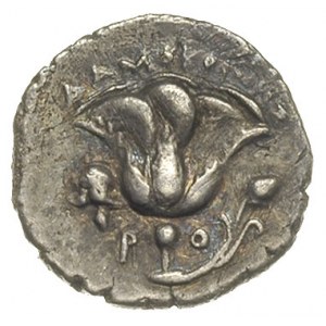drachma ok. 205-188 pne, Aw: Głowa Heliosa trzy czwarte...