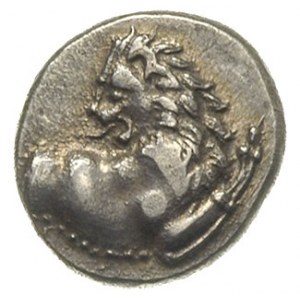 hemidrachma, ok. 386-338 pne, Aw: Popiersie lwa w prawo...