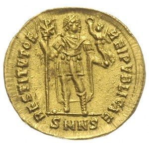solidus 364-367, Nikomedia, Aw: Popiersie cesarza w dia...
