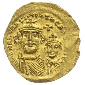 solidus ok. 616-625, Konstantynopol, Aw: Popiersia Hera...