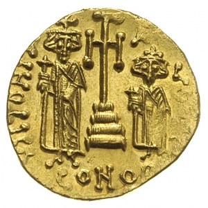 solidus ok. 661-663, Konstantynopol, Aw: Popiersia Kons...