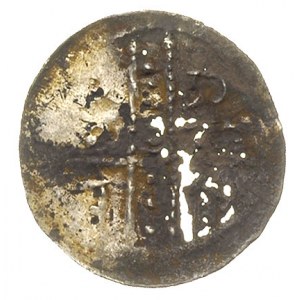 denar ok. 1185-1201, Aw: Krzyż dwunitkowy, w polach lit...