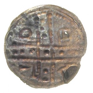 denar jednostronny ok. 1185-1201; Krzyż dwunitkowy, w p...