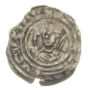 denar 1170-1180, Dymin, Aw: Popiersie księcia w koronie...
