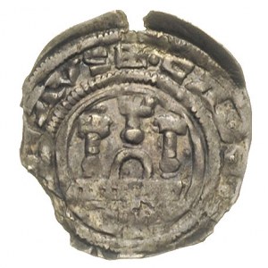 denar 1170-1180, Dymin, Aw: Popiersie księcia w koronie...